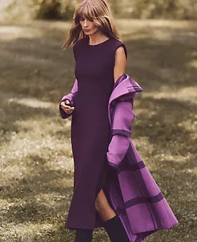 Ann Taylor Cap Sleeve Sheath Midi Dress In Purple Moon