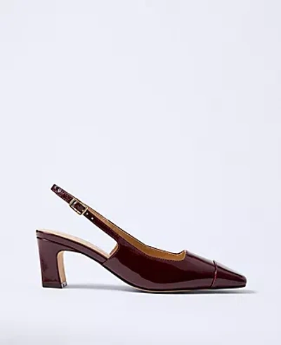 Ann Taylor Cap Toe Patent Leather Slingback Pump In Burgundy