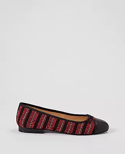 Ann Taylor Cap Toe Tweed Ballet Flat In Gingham Red