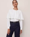 Ann Taylor Capelet Overlay Blouse In White