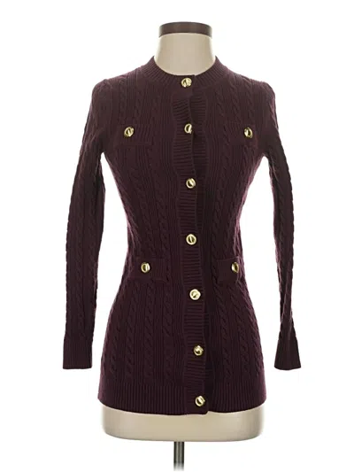Pre-owned Ann Taylor Cardigan Sweater In Burgundy