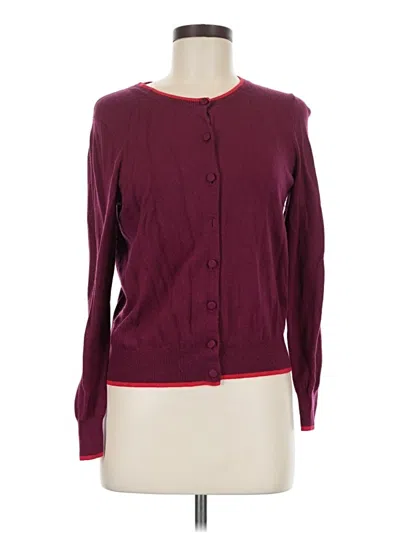 Pre-owned Ann Taylor Cardigan Sweater In Burgundy