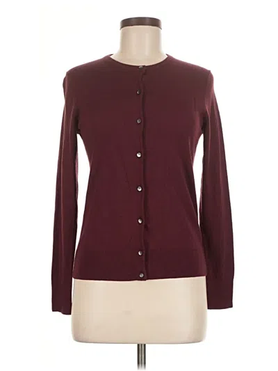 Pre-owned Ann Taylor Cardigan Sweater In Burgundy