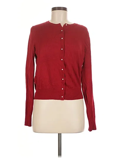 Pre-owned Ann Taylor Cardigan Sweater In Burgundy