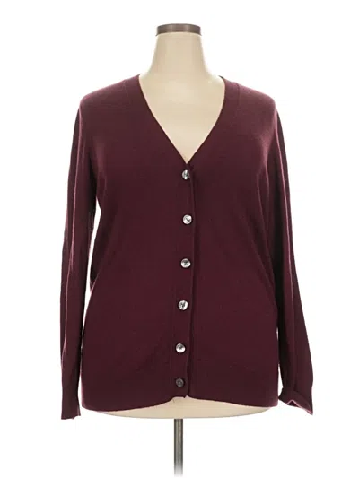 Pre-owned Ann Taylor Cardigan Sweater In Burgundy