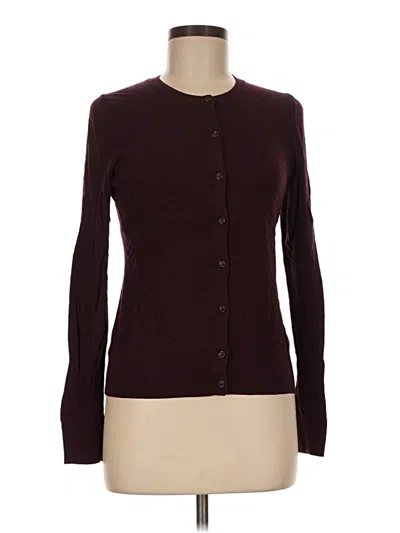 Pre-owned Ann Taylor Cardigan Sweater In Burgundy