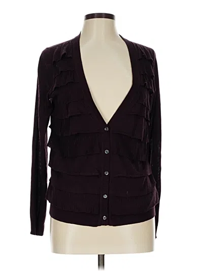 Pre-owned Ann Taylor Cardigan Sweater In Purple