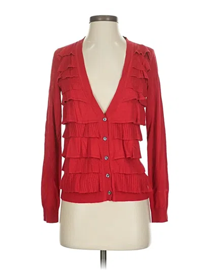 Pre-owned Ann Taylor Cardigan Sweater In Red
