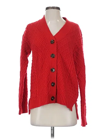 Pre-owned Ann Taylor Cardigan Sweater In Red