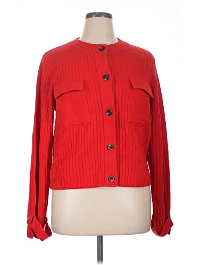 Pre-owned Ann Taylor Cardigan Sweater In Red