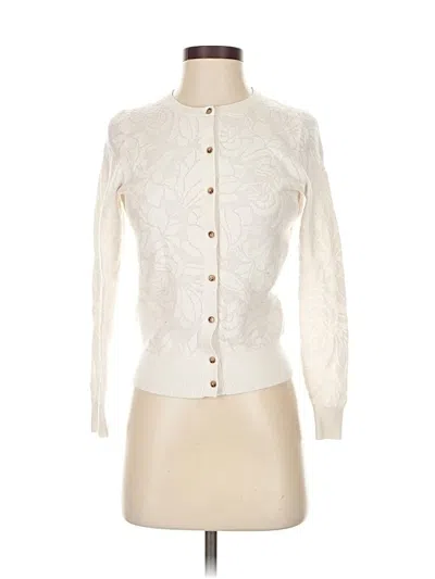 Pre-owned Ann Taylor Cardigan Sweater In White