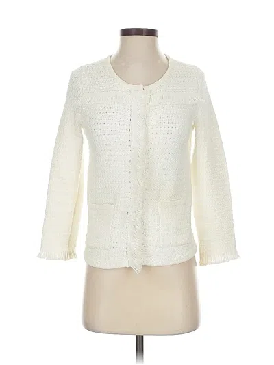 Pre-owned Ann Taylor Cardigan Sweater In White