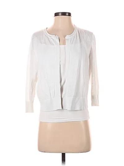 Pre-owned Ann Taylor Cardigan Sweater In White