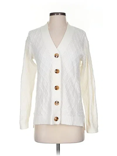 Pre-owned Ann Taylor Cardigan Sweater In White