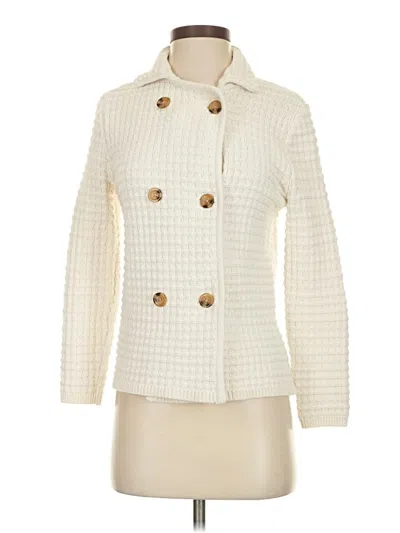 Pre-owned Ann Taylor Cardigan Sweater In White