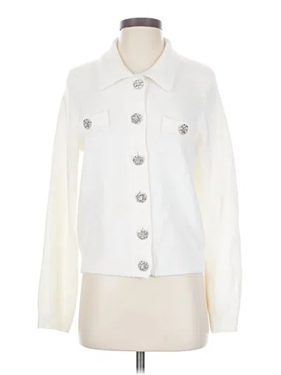 Pre-owned Ann Taylor Cardigan Sweater In White