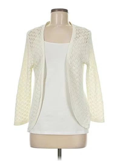 Pre-owned Ann Taylor Cardigan Sweater In White