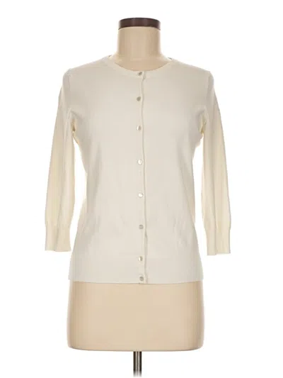 Pre-owned Ann Taylor Cardigan Sweater In White
