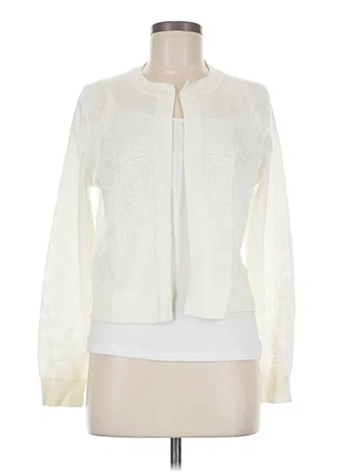 Pre-owned Ann Taylor Cardigan Sweater In White