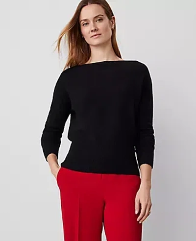 Ann Taylor Cashmere Boatneck Sweater In Black