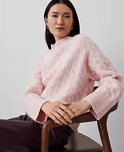 Ann Taylor Cashmere Cable Sweater In Pearl Pink