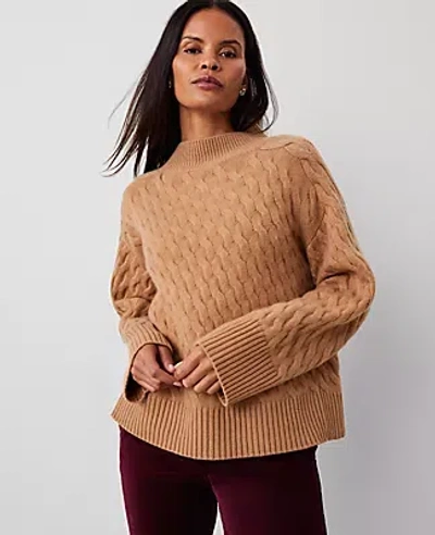 Ann Taylor Cashmere Cable Sweater In Perfect Camel