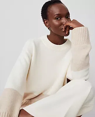 Ann Taylor Cashmere Colorblock Sweater In Ivory Multi