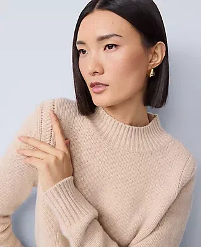 Ann Taylor Cashmere Mock Neck Sweater In Brown