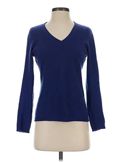 Pre-owned Ann Taylor Cashmere Pullover Sweater In Blue