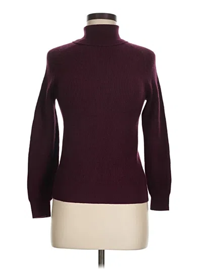 Pre-owned Ann Taylor Cashmere Pullover Sweater In Burgundy