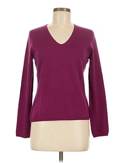 Pre-owned Ann Taylor Cashmere Pullover Sweater In Burgundy
