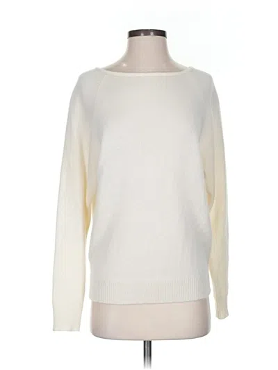 Pre-owned Ann Taylor Cashmere Pullover Sweater In White
