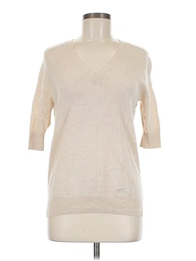 Pre-owned Ann Taylor Cashmere Pullover Sweater In White