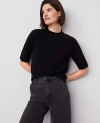 Ann Taylor Cashmere Roll Neck Sweater Tee In Black