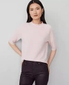 Ann Taylor Cashmere Roll Neck Sweater Tee In Pearl Pink