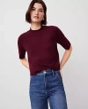 Ann Taylor Cashmere Roll Neck Sweater Tee In Rich Cranberry