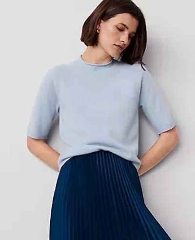 Ann Taylor Cashmere Roll Neck Sweater Tee In Soft Blue