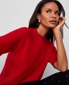 Ann Taylor Cashmere Roll Neck Sweater Tee In Sweet Cherry