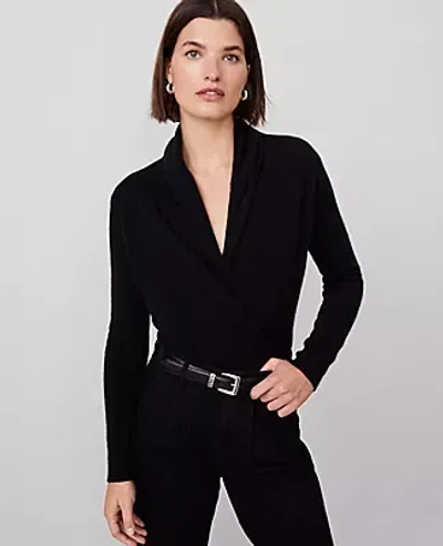 Ann Taylor Cashmere Shawl Collar Sweater In Black