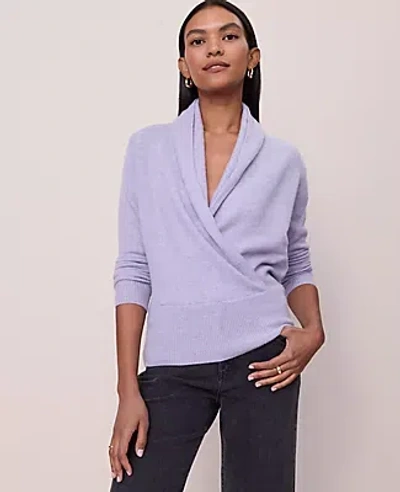 Ann Taylor Cashmere Shawl Collar Sweater In Purple