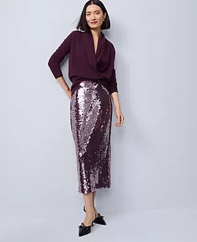 Ann Taylor Cashmere Shawl Collar Sweater In Purple