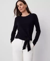 Ann Taylor Cashmere Tie-waist Sweater In Black