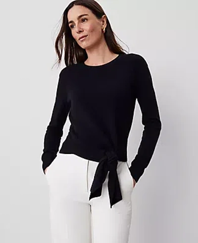 Ann Taylor Cashmere Tie-waist Sweater In Black