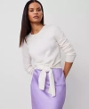 Ann Taylor Cashmere Tie-waist Sweater In Pale Ivory