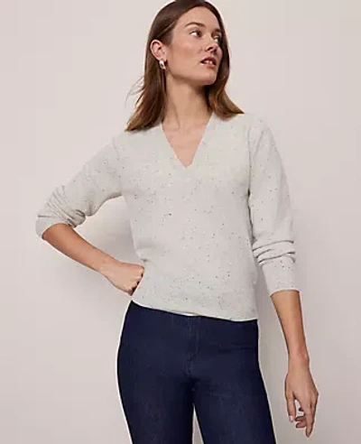 Ann Taylor Cashmere V-neck Sweater In Gray