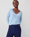 Ann Taylor Cashmere V-neck Sweater In Larimar Blue