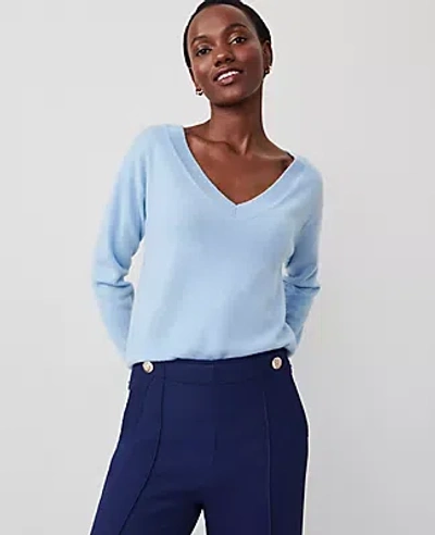 Ann Taylor Cashmere V-neck Sweater In Larimar Blue