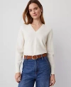 Ann Taylor Cashmere V-neck Sweater In Pale Ivory