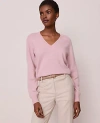 Ann Taylor Cashmere V-neck Sweater In Pink