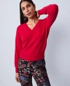 Ann Taylor Cashmere V-neck Sweater In Red